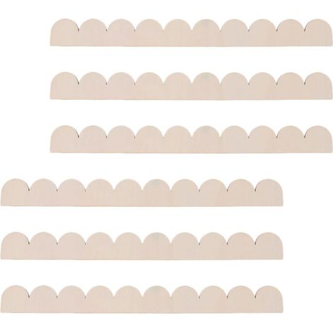 Moulures Décoratives Bordure Beige en Bois Festonné Non Finition Lot de 6 pour Cadre pour Décoration Murale, Étagères et Bricolage Créatif (1/5)