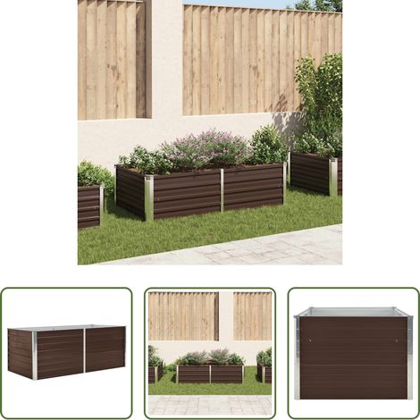 Jardinière terrasse - Jardinière 160 x 80 x 45 cm Acier galvanisé Marron (1/5)