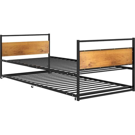 Maison Exclusive - Ausziehbett Schwarz Metall 90x200 cm (1/5)