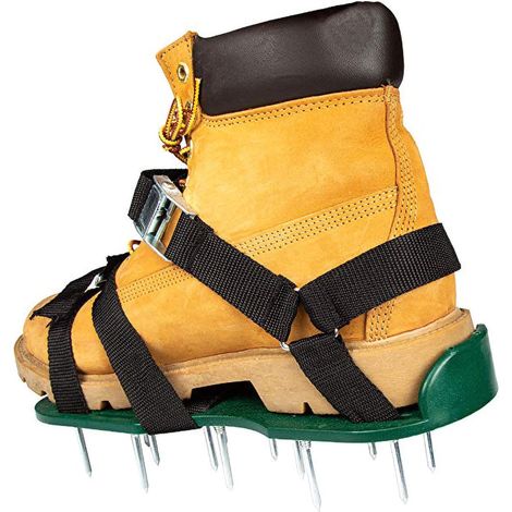 Chaussures Aérateur de Pelouse - Semelles avec 13 Picots Métalliques de 48 mm - Sangles Réglables x3 - Pour Entretien de Pelouse et Jardinage - Taille Unique (1/5)