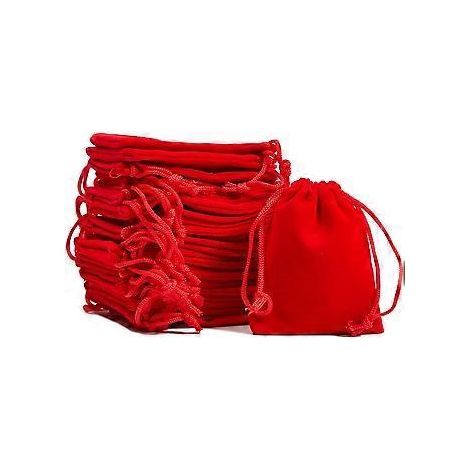 Samt-Schmuckbeutel mit Kordelzug, ideal als Geschenkverpackung (8 x 10 cm, Rot, 50er-Packung)