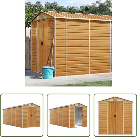 vidaXL Rangement extérieur - Abri de jardin marron clair 191x470x198 cm acier galvanisé (1/5)