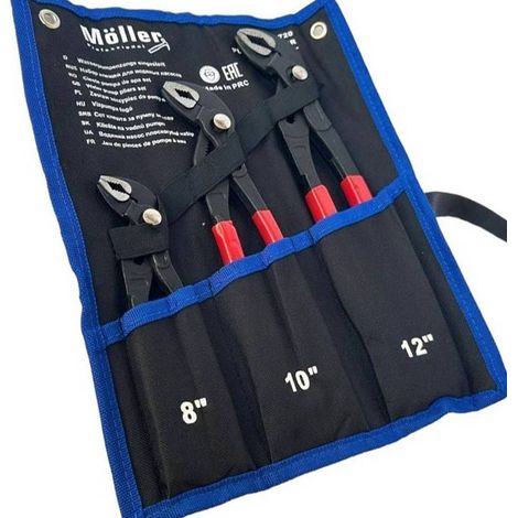 Trade Shop - Set 3 Pz Pinze Poligrip Pinza A Pappagallo Con Pulsante Regolabile 8" 10" 12" - (1/5)