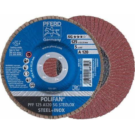 Muela abanico Ø 125 mm (12200 tr/mn), POLIFAN® SG-A, Grano : 120, Modelo recto (1/4)