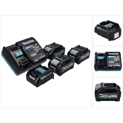 Kit de fuente de alimentación Makita 40 V máx. con 3 baterías BL 4040 4,0 Ah XGT + cargador rápido DC 40 RA XGT LXT + adaptador de carga ADP10 (1/5)