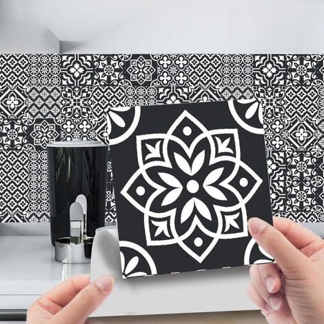 24 pezzi di carta da parati effetto mattone retrò con piastrelle colorate per decorazione domestica, autoadesiva, impermeabile, fai da te, per bar e ristoranti, 10×10 cm (1/4)