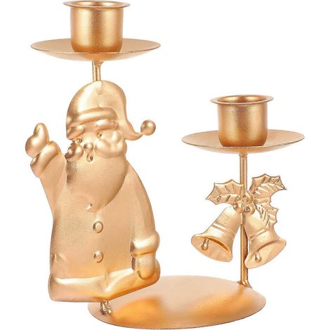 bougeoir en fer forgé, décoration de Noël pour table ou bureau-14.5X14X8.2CM-Golden (1/2)