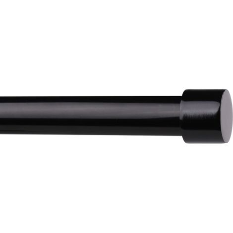 Kit rail à rideau Ø20 mm Noir 250 cm - Embout Bouchon - Fixation Murale (1/3)