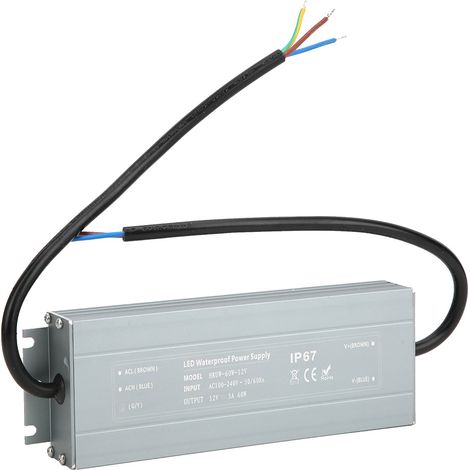 Alimentation à découpage étanche HRUW-60W-12V IP67 pour LED, transformateur 100-240 V CA
