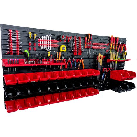 Panneau d'outils d'atelier 172 x 78 cm + 37 plateaux (1/5)