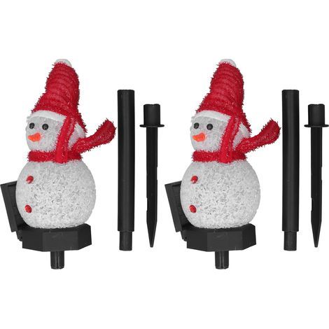 Solar Snowman Lights, 2 Pieces, Illuminated Outdoor Decoration, Waterproof Christmas Decoration for Garden, Yard, Lawn (1/5)