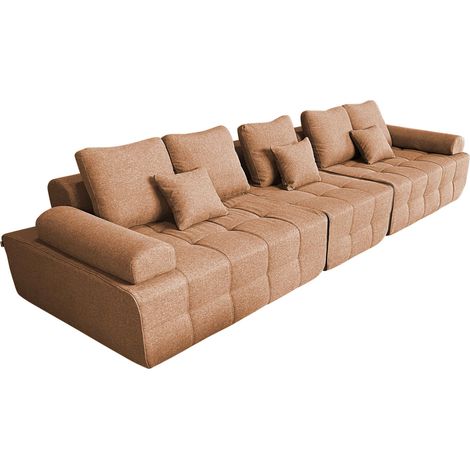 Canapé modulable 5 places en tissu terracotta L 365 cm - Snuggy (1/5)