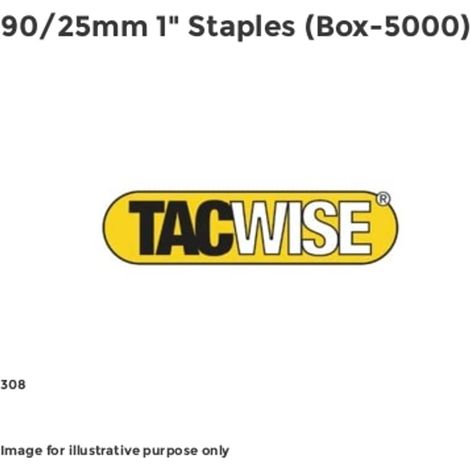 Tacwise 90 Narrow Crown Staples 25mm - 5000 Pack
