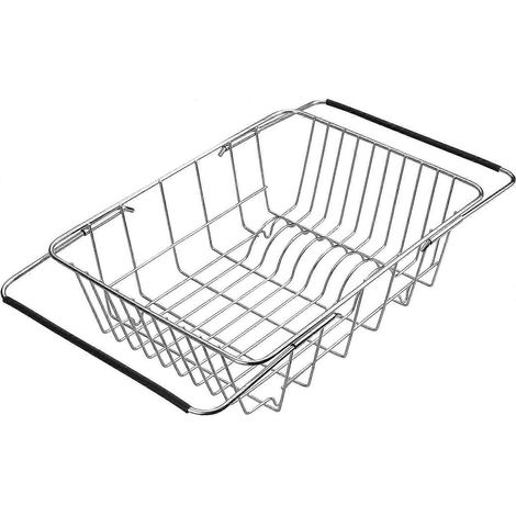Escurridor de platos KINZON de acero inoxidable, cesta de secado extensible para frutas, verduras, ollas, platos y utensilios. (1/5)