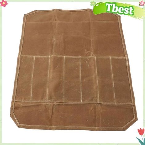 Tbest Sac de rouleau de couteau de chef Sac en rouleau de couteaux de Chef, sac Portable en toile cirée beaute anti-age Kaki (1/5)