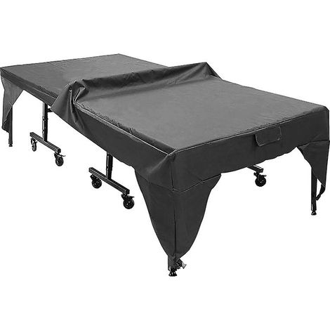Housse imperméable noire et grise pour table de ping-pong d'extérieur - Protection pour mobilier d'intérieur et d'extérieur, résistante à l'usure, facile à nettoyer (1/4)