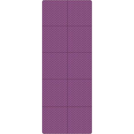 Tappetino da yoga pieghevole, tappetino per allenamento fitness, tappetino da yoga da viaggio double-face, antiscivolo, per yoga, pilates, esercizi a terra, 183 x 61 x 0,4 cm, viola (1/5)
