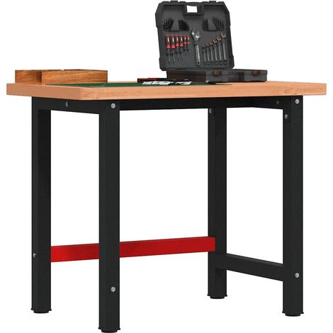 vidaXL Banco Lavoro 100x60x83 cm Legno Massello Faggio