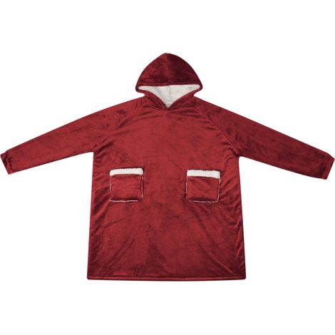 vidaXL Sudadera manta Rojo Burdeos M Forro Polar y Franela (1/2)