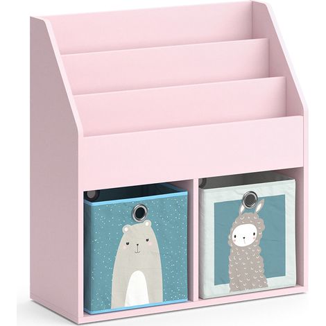 Kinderregal Luigi, Rosa, 72 x 79 cm mit 2 Faltboxen (Bär, Schaf), Vicco
