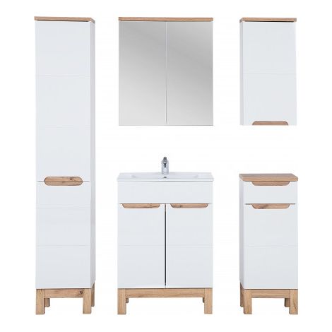 Ensemble complet de salle de bain avec meuble vasque 60 cm + 4 éléments - Cintra White - Livraison gratuite