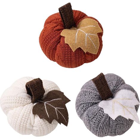 3er-Set kleine gehäkelte Kürbisse – Rustikale Herbstdekoration für Tisch und Küche – Ideal für Halloween und Thanksgiving
