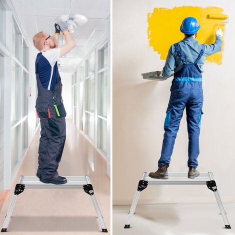 Plataforma de aluminio banco de trabajo plegable escalera de mano plataforma de trabajo 150 kg (1/5)
