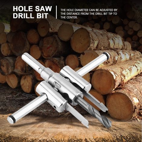 Perceuse cloche réglable 30-120mm en acier argenté, lot de forets circulaires pour bois, outil de bricolage DIY, coupe précise, diamètre variable (1/5)