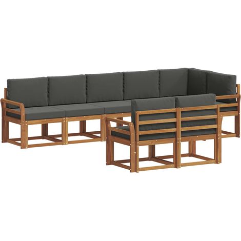 Conjunto de sofás de exterior 8 uds. Natural y Antracita vidaXL (1/5)