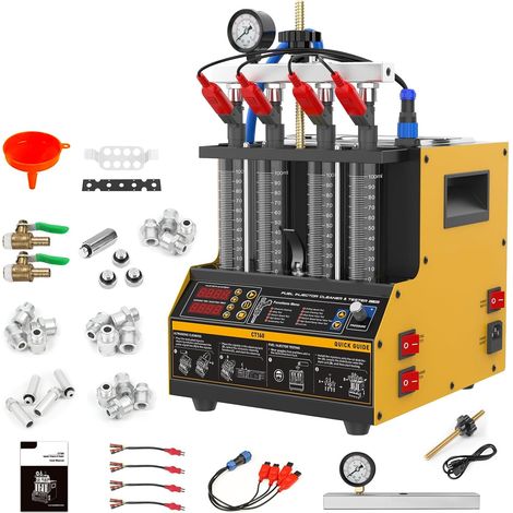 Nettoyeur d'injection de Carburant à ultrasons avec Fonction de Chauffage, testeur d'injection de Carburant 4 cylindres pour injecteurs GDI, EFI et FSI, Affichage numérique avec 9 Modes de (1/5)