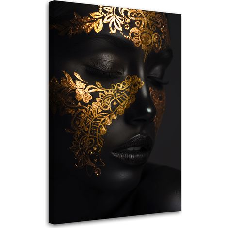 Tableau sur toile Tableau sur toile Visage de femme en or 70x100 (1/5)