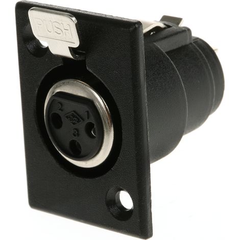 RS PRO-Connecteur XLR Femelle Droit 3 voies Montage panneau, placage Argent ( Prix pour 1 )