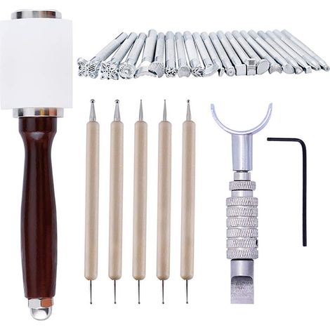 Kit fai da te per la lavorazione della pelle, kit per l'incisione su pelle, punzone e penna da ricalco, strumento fai da te per la realizzazione di selle in pelle.