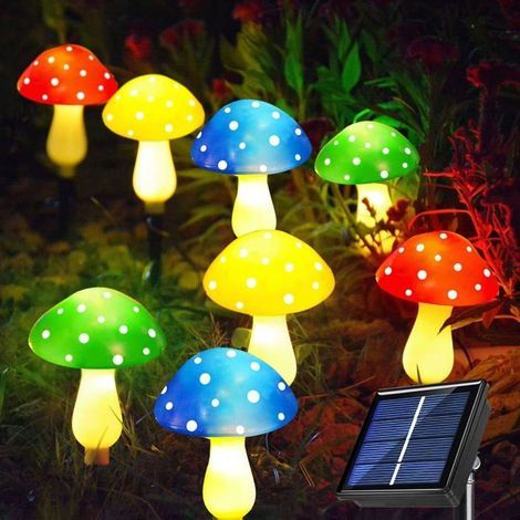 8 Solar-Pilzleuchten, wasserdicht, 4 Farben + 8 Modi, Außendekoration für Garten und Terrasse (1/5)