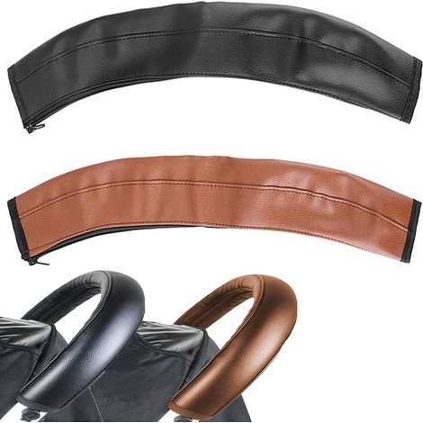 2 Pièces Housse de Poignée de Chariot Universelle, Chariot Poignée Manches, pour Poignée de Chariot avec Zipper Amovible Etanche Chariot Accessoires (Marron, Noir） (1/5)