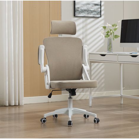 Sedia da ufficio ergonomica kaki imbottita con schienale in rete traspirante e braccioli regolabili (1/5)