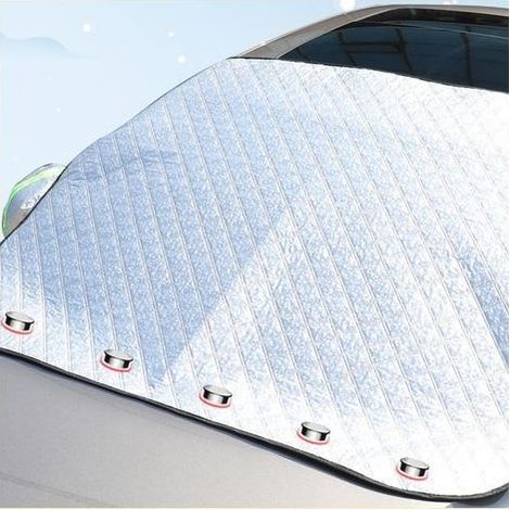 Magnétique Bâche Pare Brise Protection Couverture Repliable avec 2 Coques de Rétroviseurs, Protection hivernale Pliable pour Voiture, 5 Aimants (1/5)