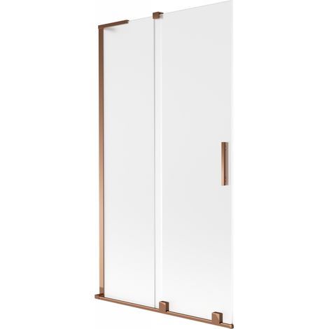 Paroi de baignoire coulissante à 2 vantaux Mexen Velar L 100 x 150 cm, givrée, or rose - 896-100-003-31-60 (1/2)