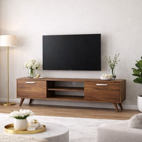 Meubles de télévision corfu noix mélamine 180x48.6x35 cm (1/5)