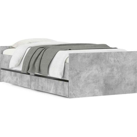 Maison Exclusive - Bettgestell mit Schubladen Betongrau 90x190 cm