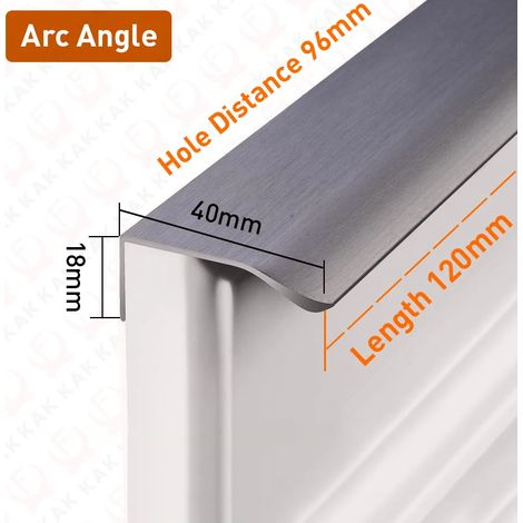 Poignées de meuble invisibles gris perle (120 mm, lot de 2), poignées longues, quincaillerie en alliage d'aluminium (1/5)