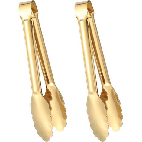 Pinces À Service - Acier Inoxydable Doré - 23 Cm - Antidérapantes - Pour Buffet Salade Glace Four - 2 Pièces (1/5)
