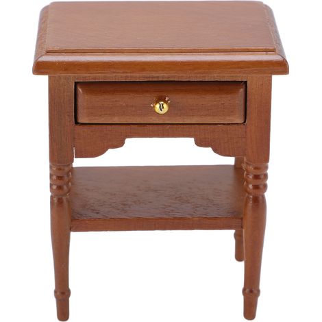 Table de chevet miniature Échelle 1:12 Bois de bouleau Design européen vintage Meuble pour maison de poupée réaliste (1/5)