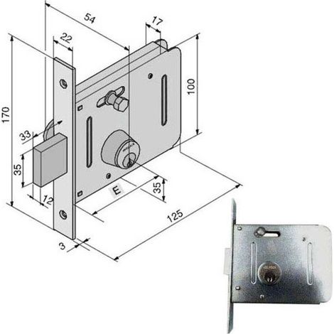 Serratura Infilare Welka in Ferro, Lunghezza 50 mm, Modello Ent. MM 50, Codice 605.00.00.1, con Sistema di Sicurezza Scr/Mand