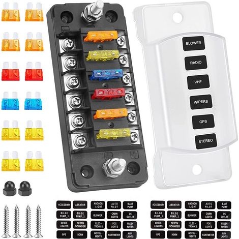 6-fach Sicherungskasten, Plus- und Minuspol, All-in-One, 75-A-Sicherungshalter mit Sicherungssatz