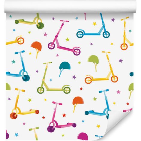 Papel pintado de scooters de colores para salón y dormitorio, 50x1000 cm (1/5)