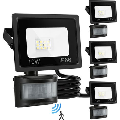 Wolketon LED Fluter mit Bewegungssensor 4X 10W Außenbeleuchtung Scheinwerfer Strahler Kaltweiß
