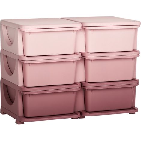 Cómoda infantil de plástico rosa con 6 cajones HOMVRA (1/5)
