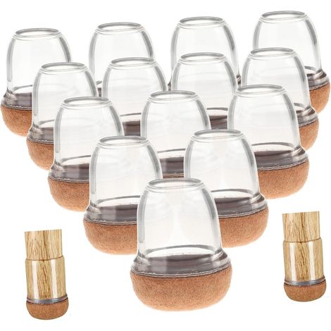 Lot de 16 protège-pieds de meubles, housses transparentes pour pieds (1/5)