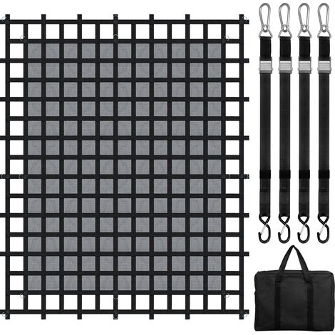 Mophorn-Ladungsnetz, 120 x 105 Zoll, strapazierfähig für LKW-Ladeflächen, 4 verstellbare Gurte, Karabiner und S-Haken, verschleißfest, wetterfest, passend für Pickup, LKW, Jeep, SUV, Boot